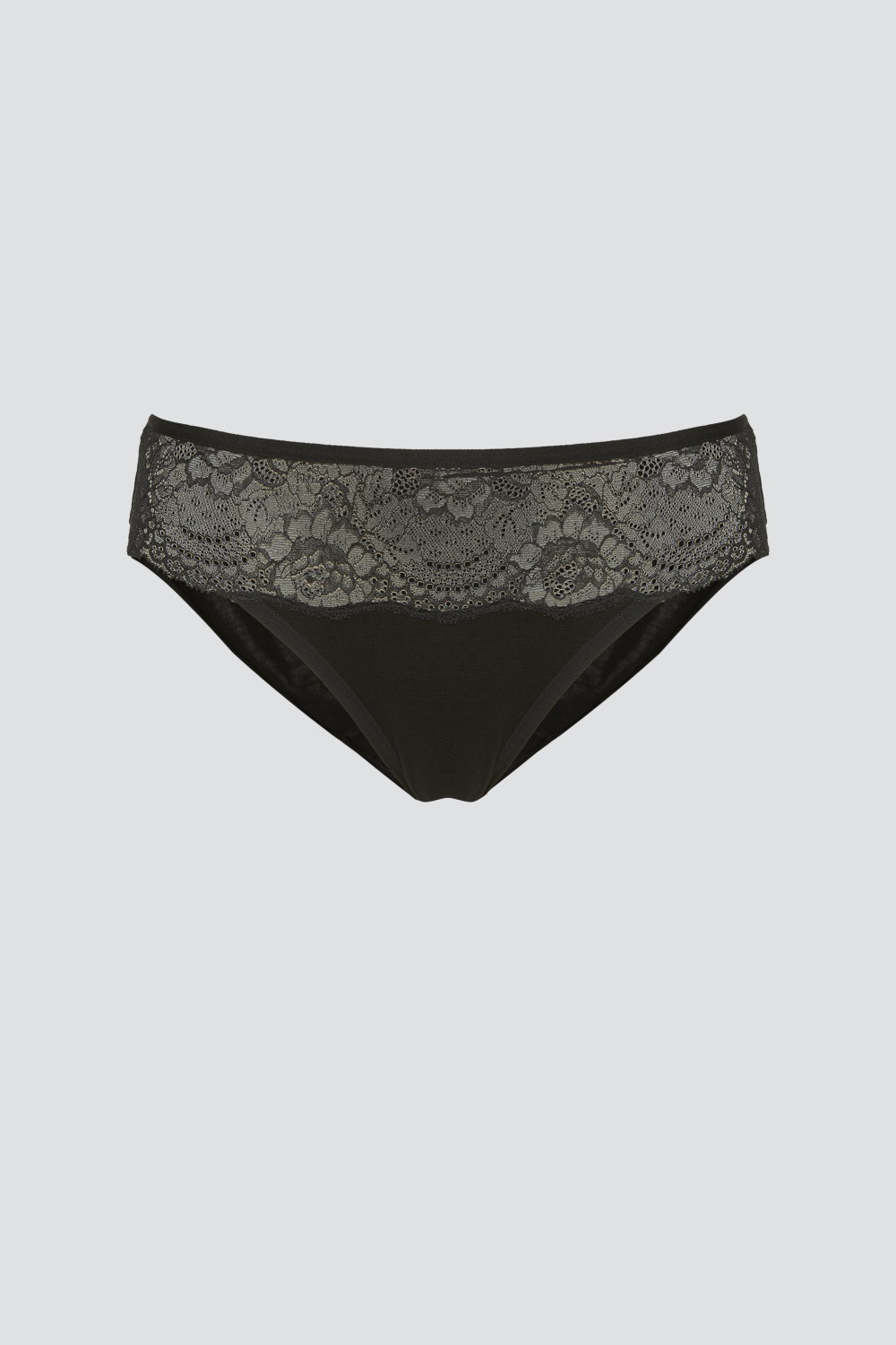 Produktbild Vorderansicht Comazo Damen Jazz-Pants aus Modal mit Spitze Farbe Schwarz