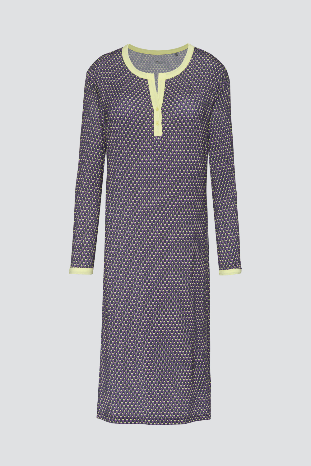 Produktbild Vorderansicht Comazo Damen Nachthemd aus Micromodal Farbe Purple Print