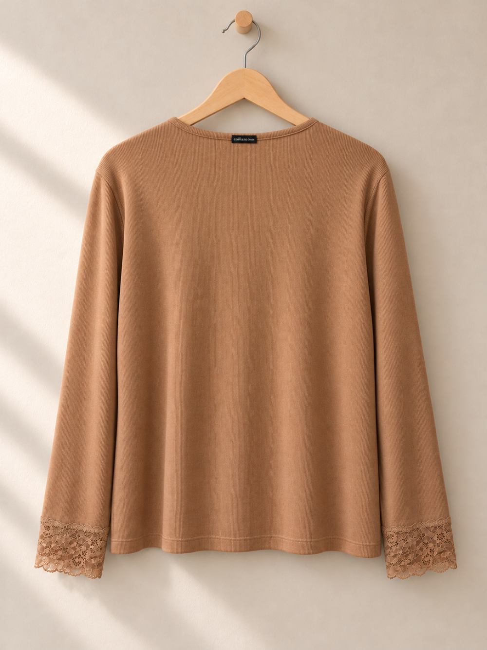 Kastiges Langarmshirt aus Doppelripp