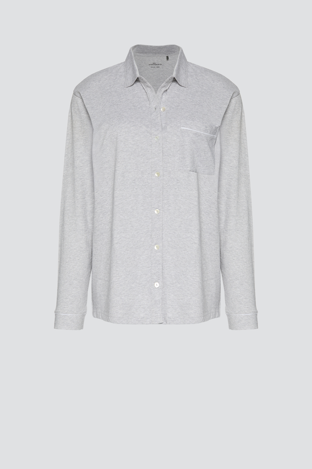 Produktbild Vorderansicht Comazo Damen Loungejacke aus 100% Baumwolle Farbe Silber-Melange