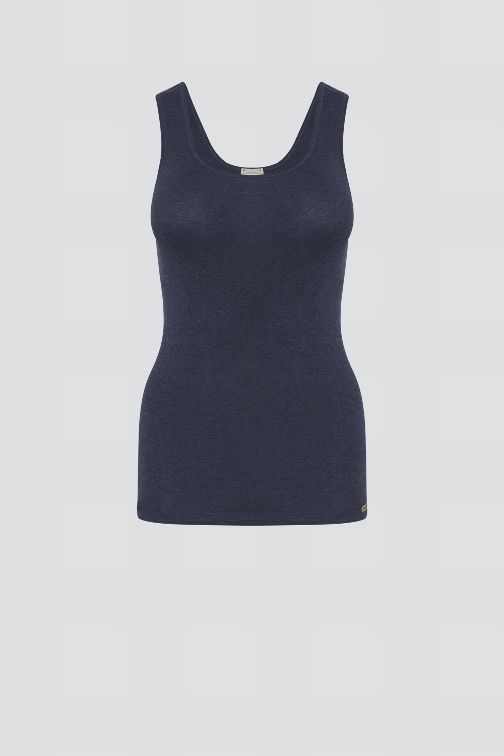 Produktbild Vorderansicht Fairtrade Unterhemd Achselträger von Comazo in der Farbe Marine-Melange
