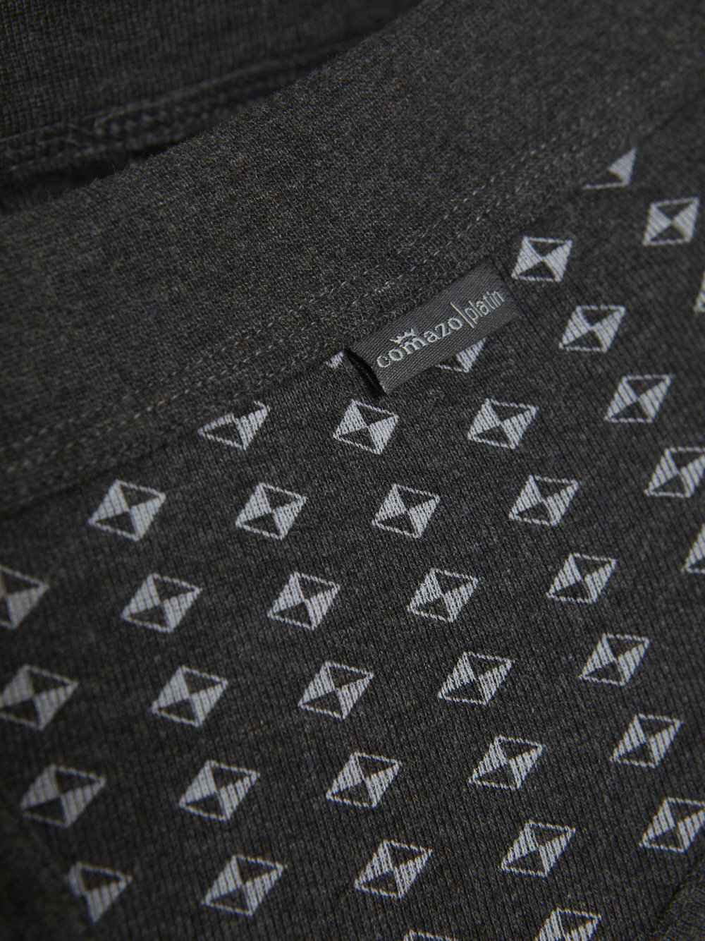 Detailbild Comazo Herren Slip mit Eingriff aus 100% Baumwolle Farbe Dunkelgrau-Melange mit Muster