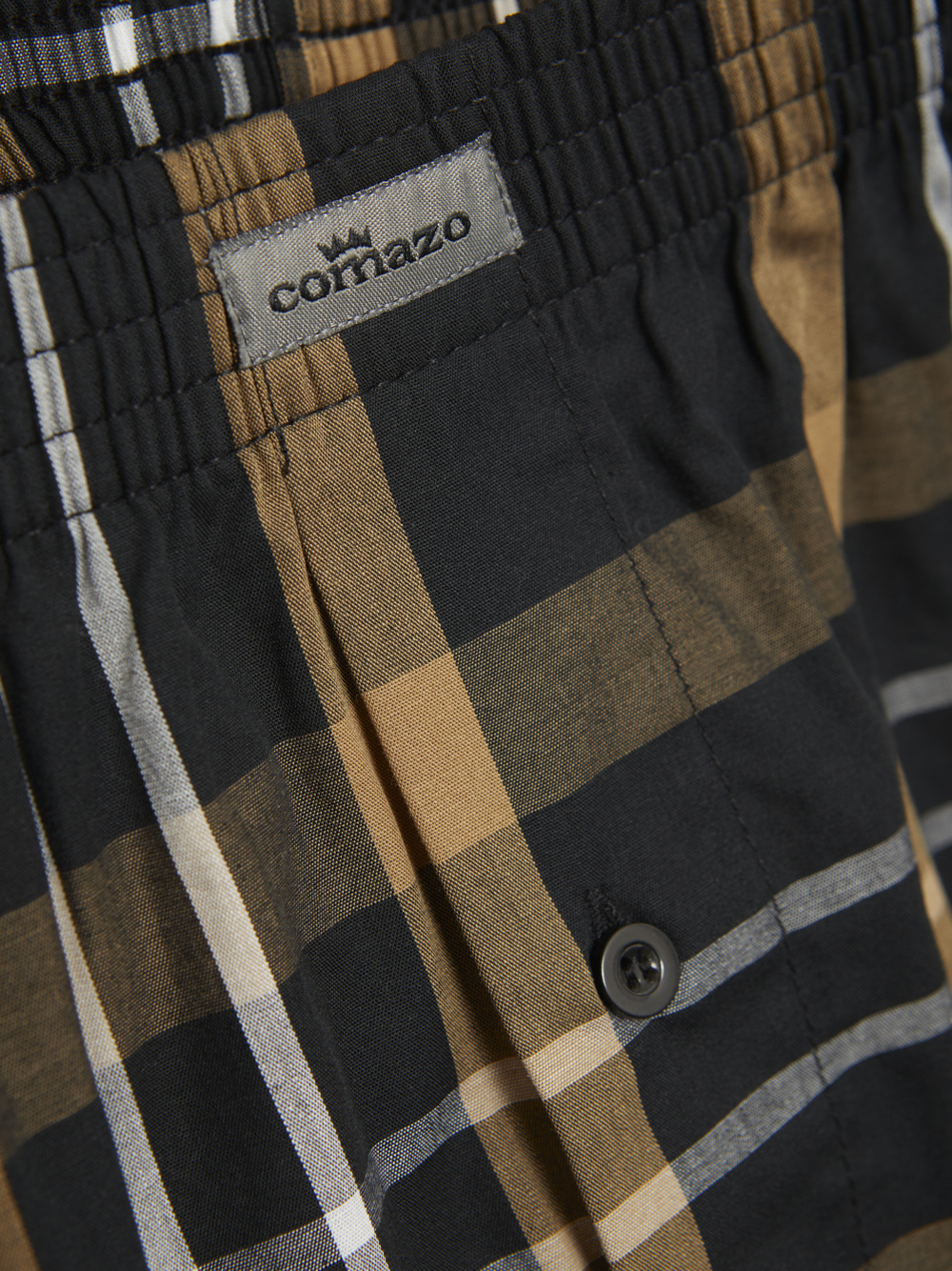 Detailbild Comazo Herren Boxershorts in Schwarz-Beige kariert