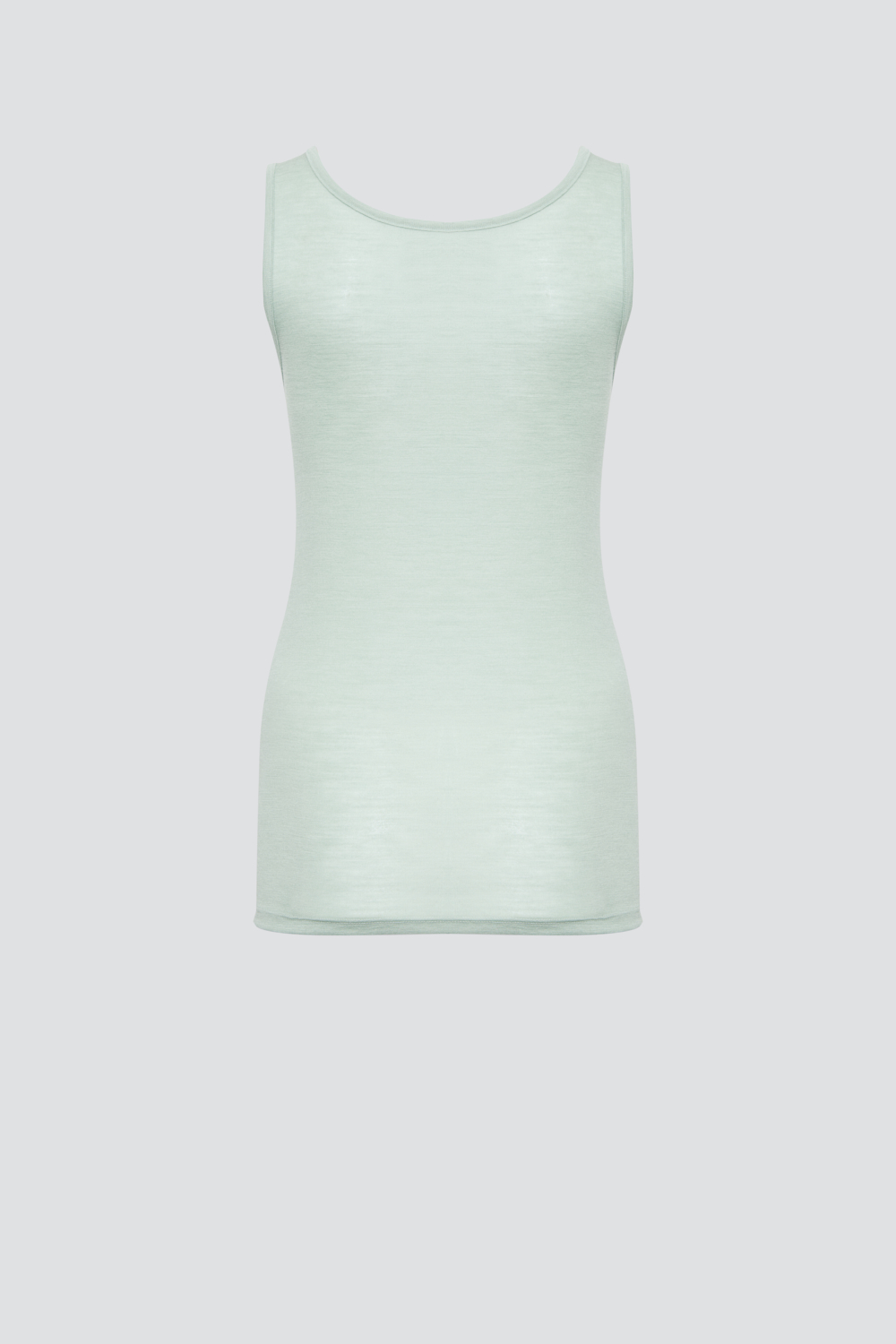 Produktbild Rückansicht Comazo Damen Merinowolle-Seide Unterhemd mit Spitze Farbe Salbei