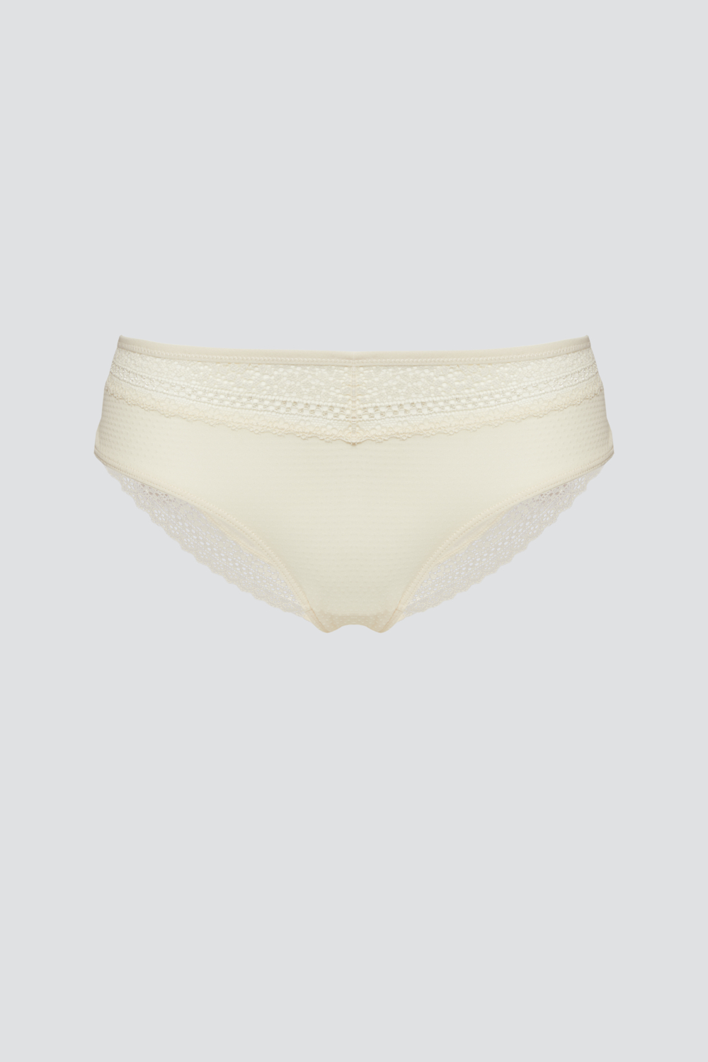 Produktbild Vorderseite Panty von Comazo in der Farbe Ecru mit schönen Spitzen-Details