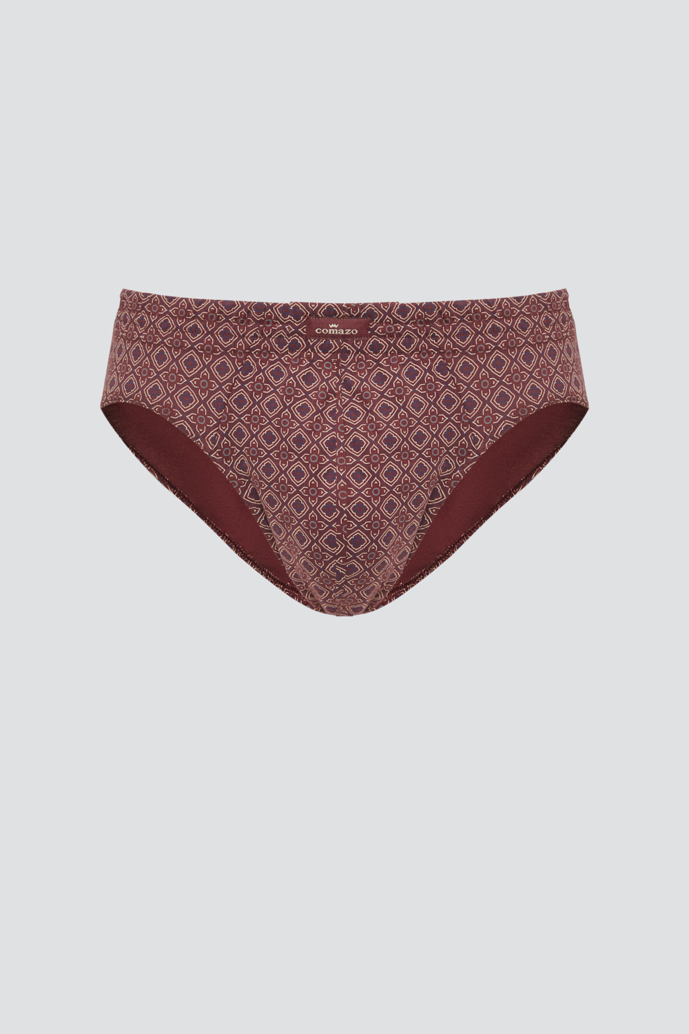 Produktbild Vorderansicht Comazo Herren Jazz-Pants aus 100% Baumwolle ohne Eingriff Farbe Merlot mit Muster