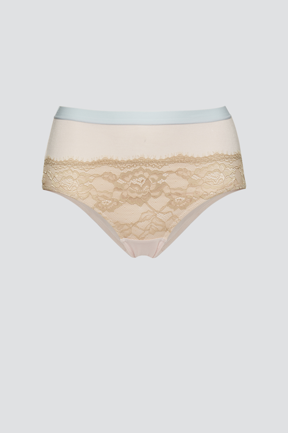 Produktbild Vorderansicht Comazo Damen Slip hochtailliert aus Viskose mit Spitze Farbe Puderrosa