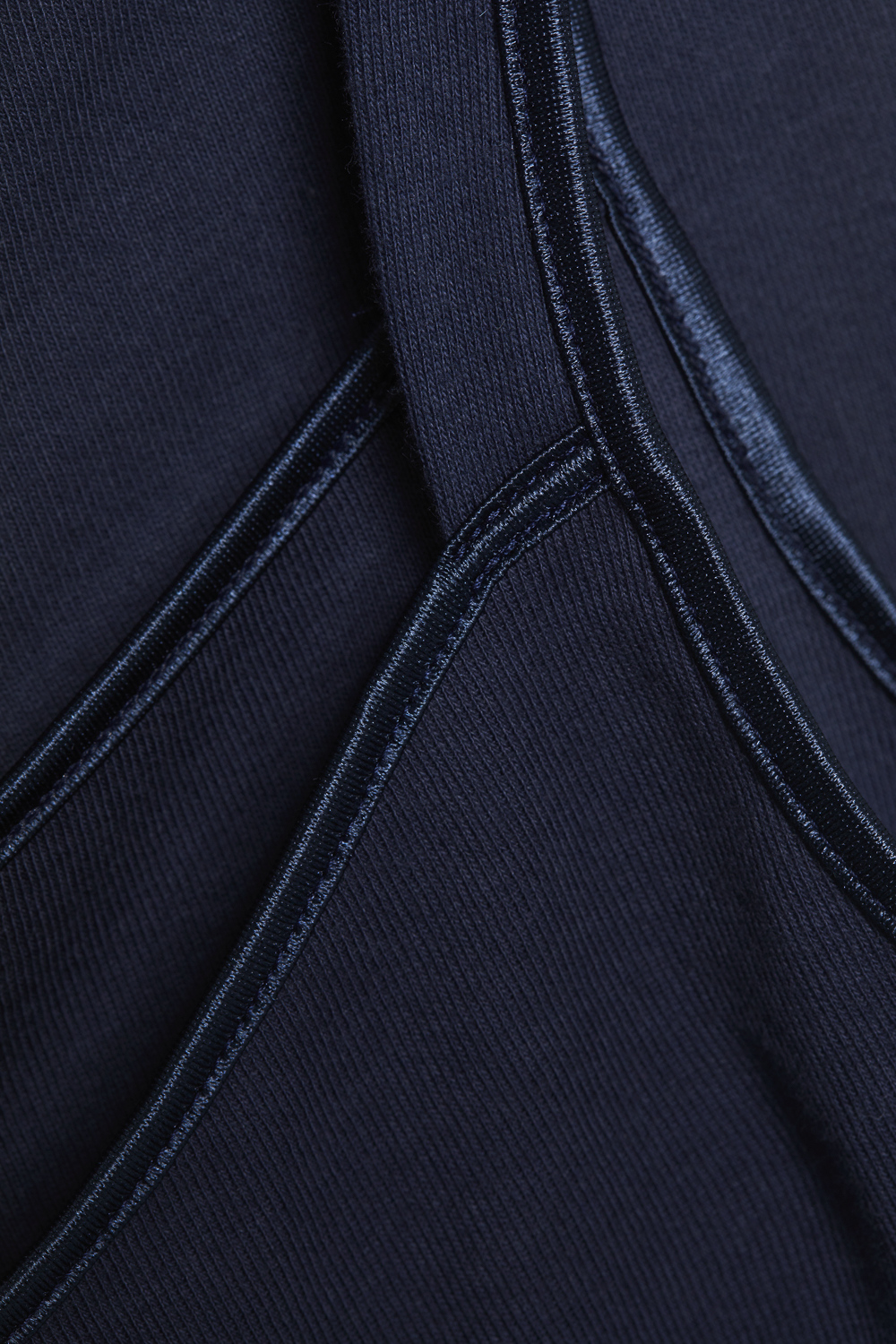 Detail image fine rib tank top with wide straps by Comazo in the color navy made of 100% cotton