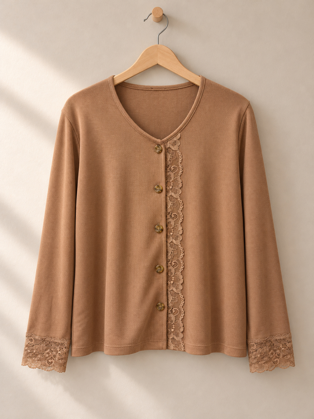 Kastiges Langarmshirt aus Doppelripp