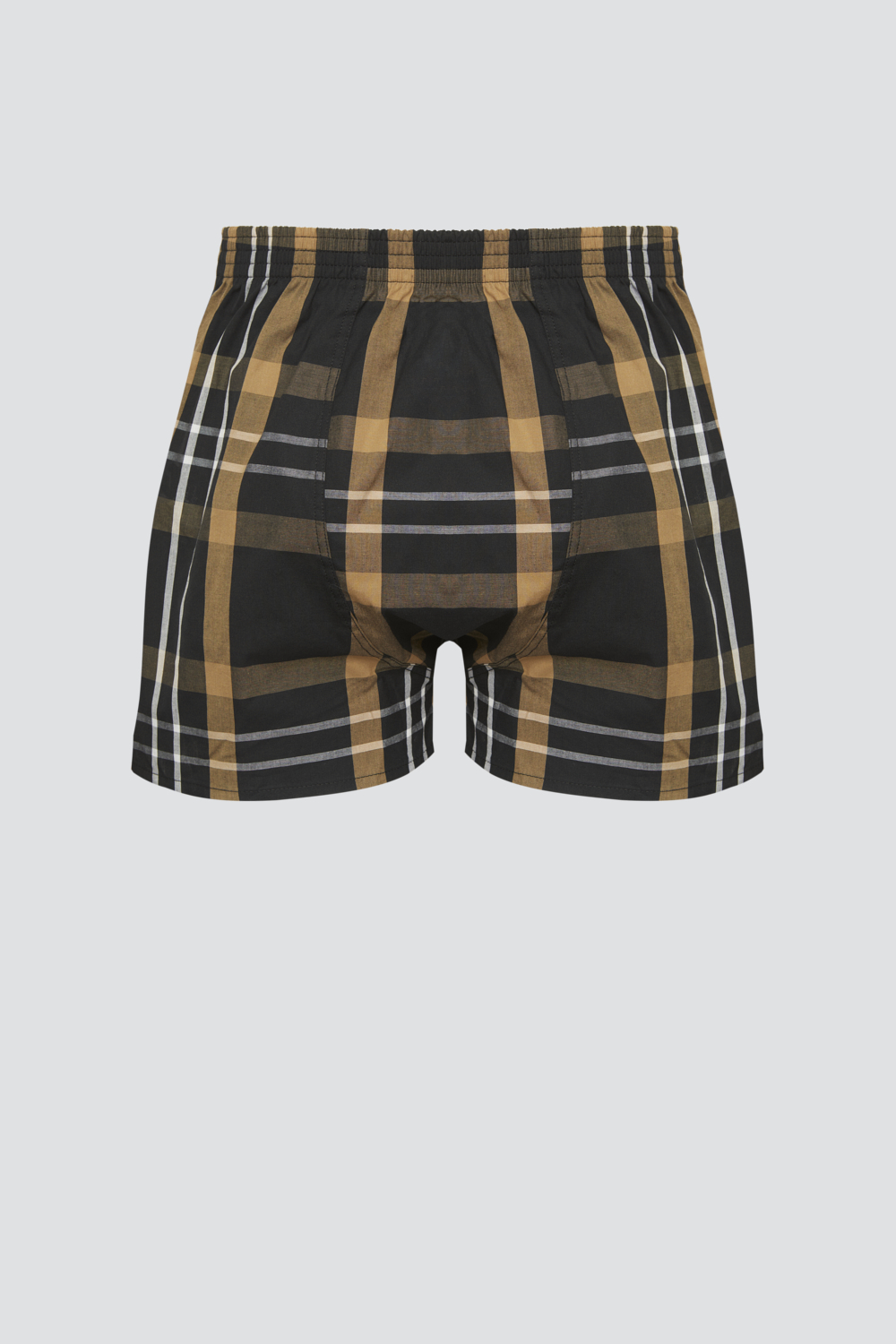 Produktbild Rückansicht Comazo Herren Boxershorts in Schwarz-Beige kariert