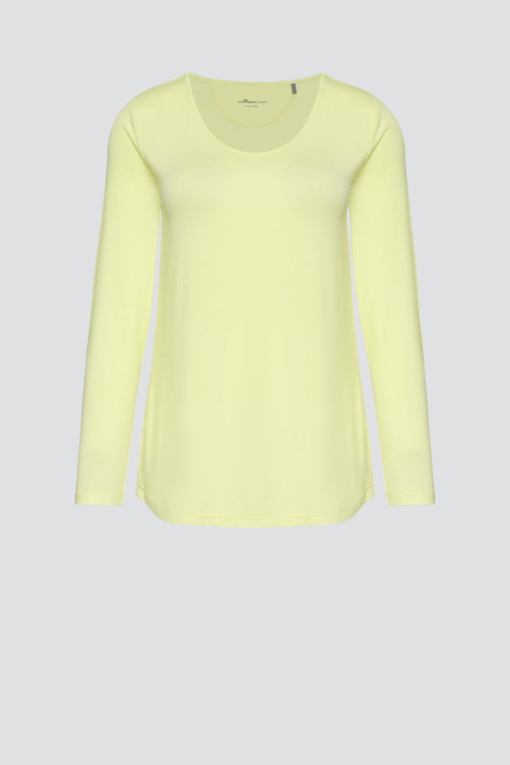 Produktbild Vorderansicht Comazo Frauen Langarm-Schlafshirt aus Micromodal Farbe Pistazie