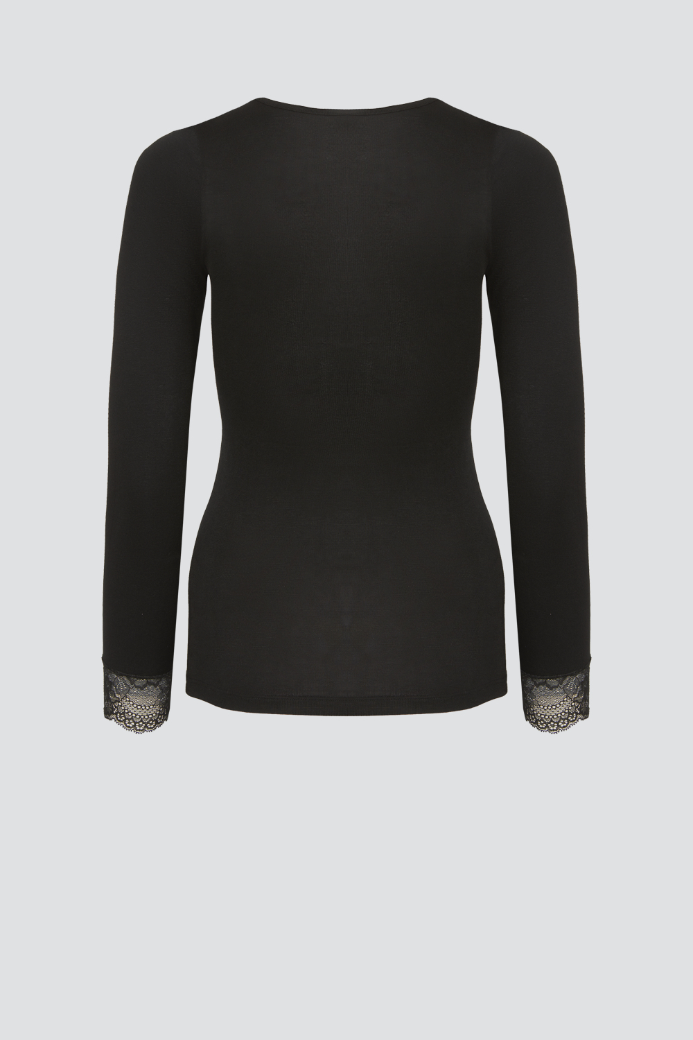 Produktbild Rückansicht Comazo Damen Shirt aus Modal mit Spitze Farbe Schwarz