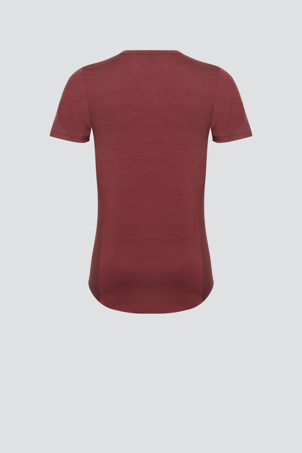 Produktbild Rückseite Comazo Herren Shirt kurzarm aus Merinowolle Farbe Merlot/Porto
