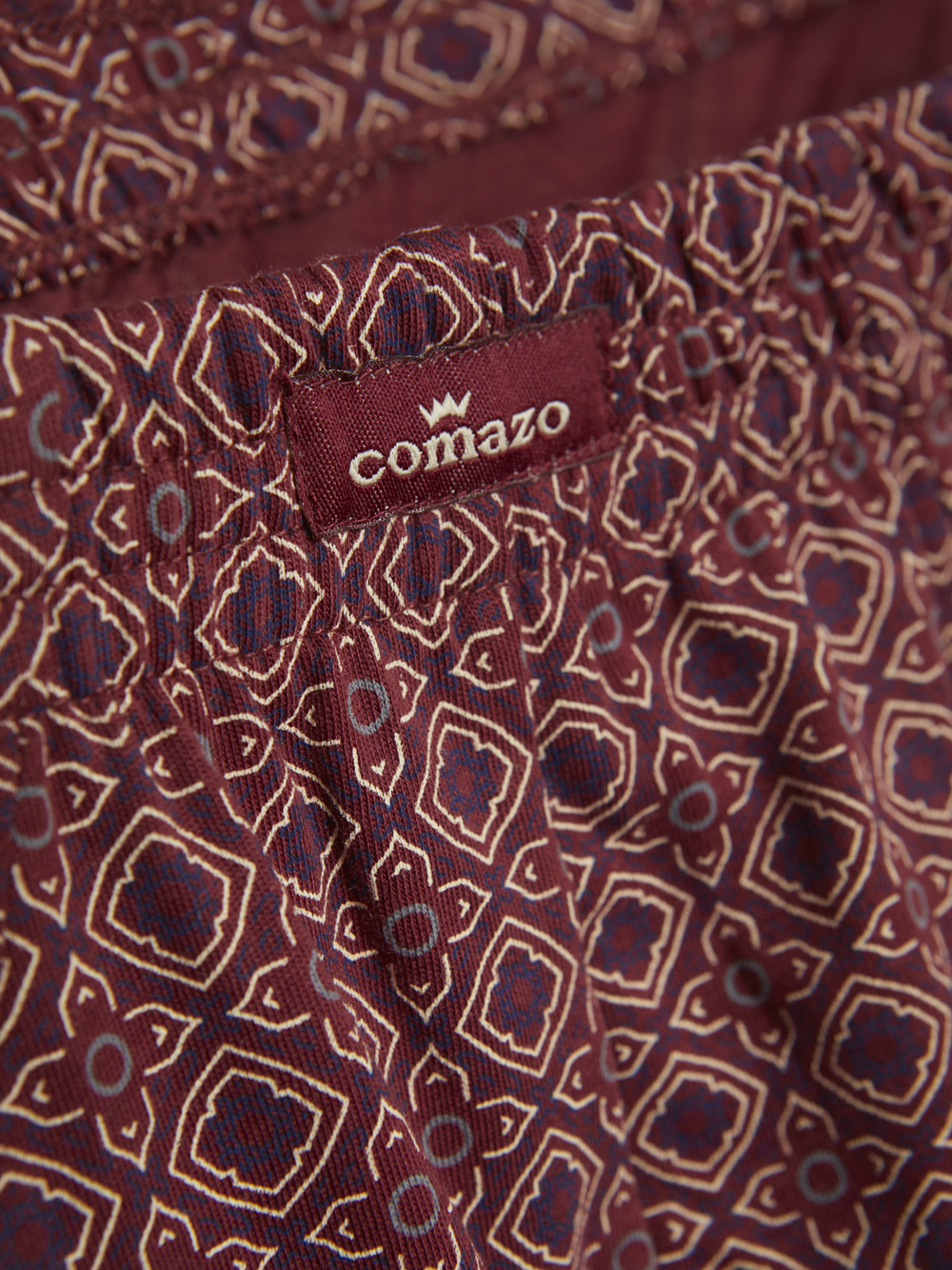 Detailbild Comazo Herren Jazz-Pants aus 100% Baumwolle ohne Eingriff Farbe Merlot mit Muster