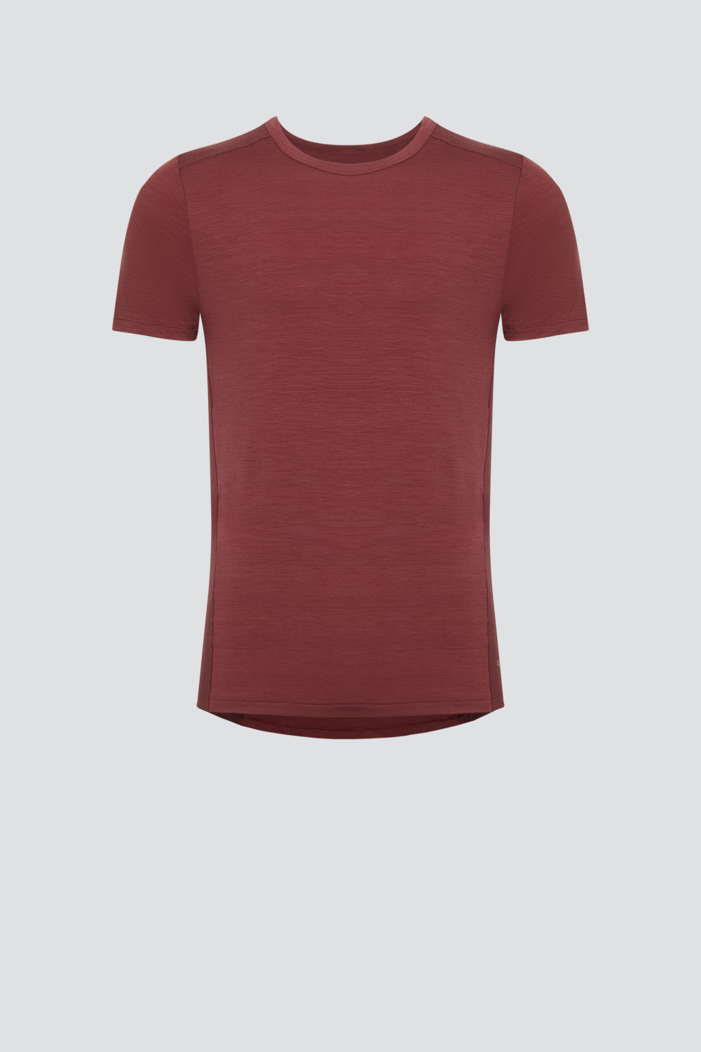 Produktbild Vorderseite Comazo Herren Shirt kurzarm aus Merinowolle Farbe Merlot/Porto