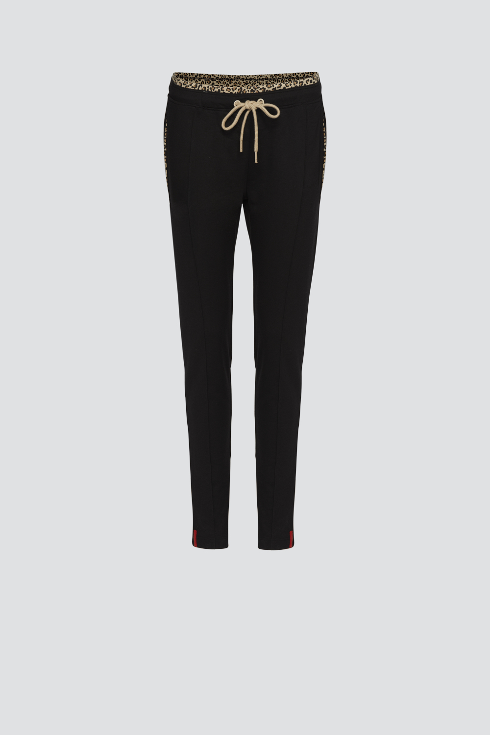 Produktbild Vorderansicht Comazo Damen Hose mit eleganter Biese Farbe Schwarz-Sand