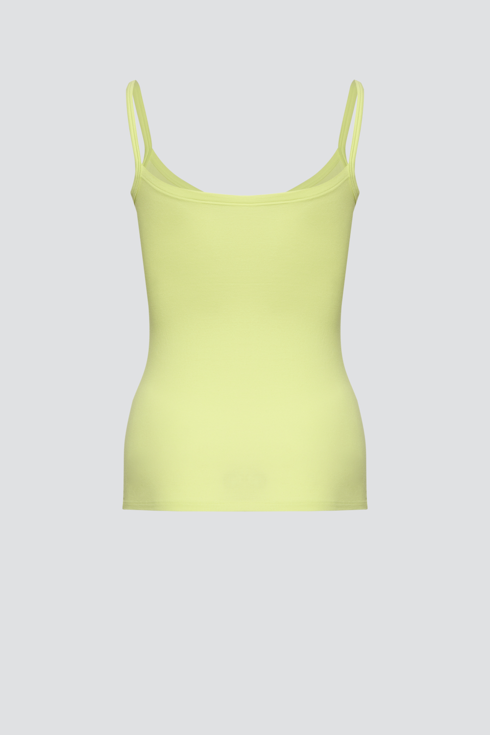 Produktbild Rückansicht Comazo Damen Unterhemd aus Pima-Baumwolle und Micromodal mit schmalen Träger und V-Ausschnitt Farbe Citrus