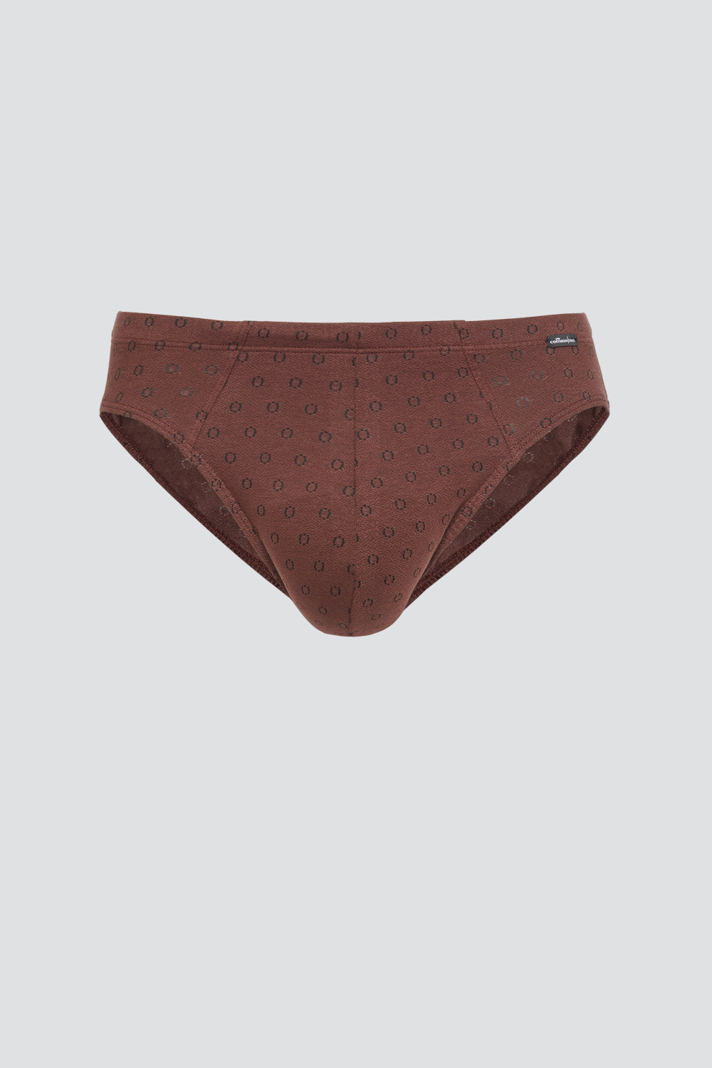 Produktbild Vorderansicht Trunks von Comazo in der Farbe Cognak mit schwarzen Kreisen