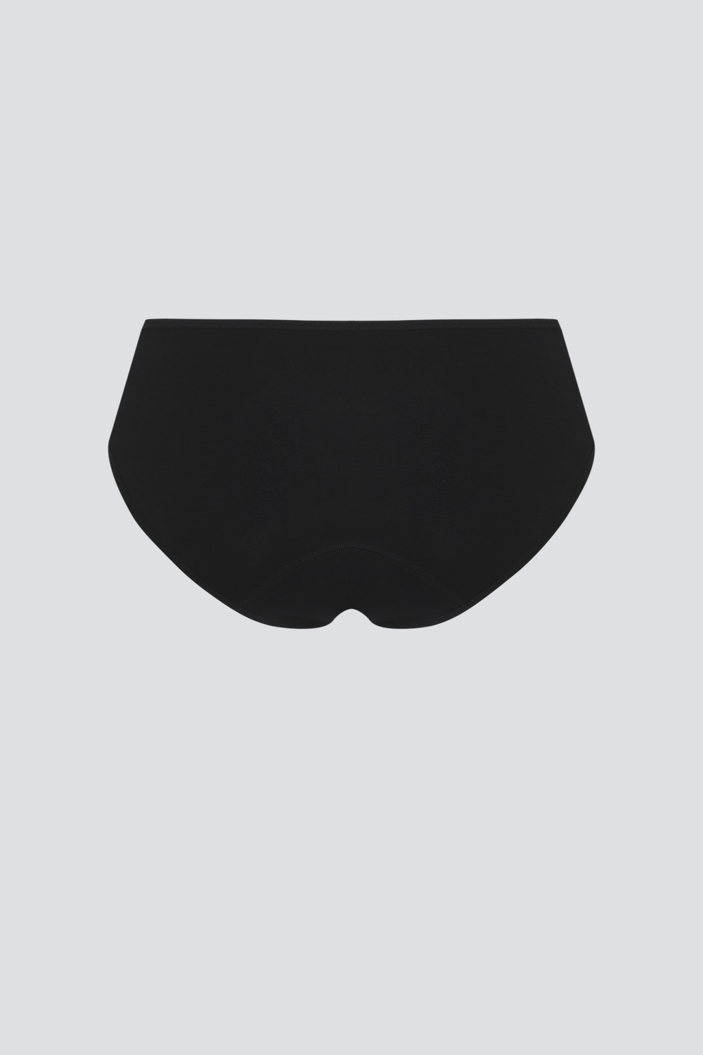 Produktbild Vorderansicht Fairtrade Perioden-Slip "Medium" von Comazo in der Farbe Schwarz mit integriertem Auslaufschutz