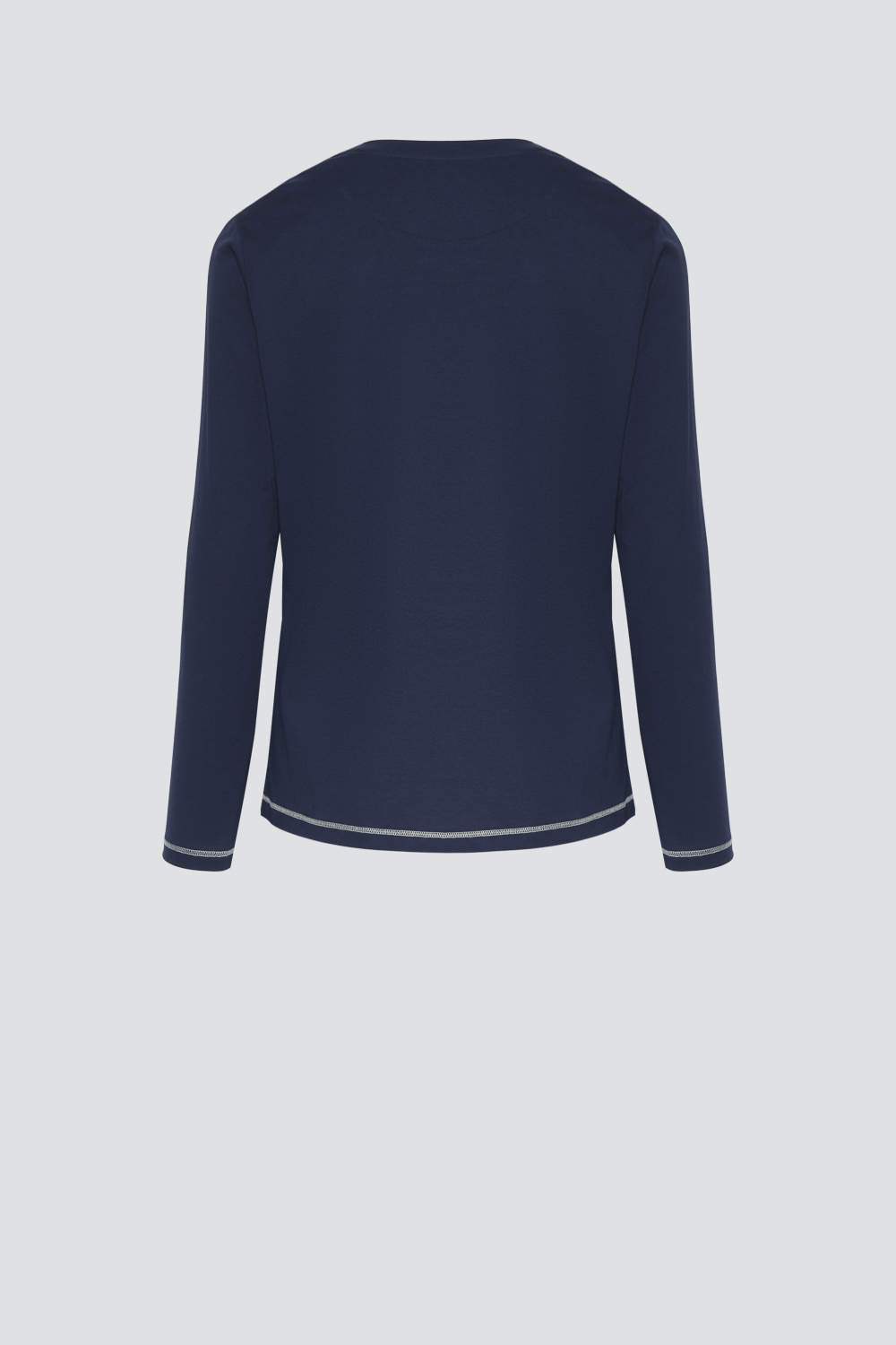 Producktbild Rückansicht Comazo Langarm Schlafshirt mit Brusttasche Farbe Indigo