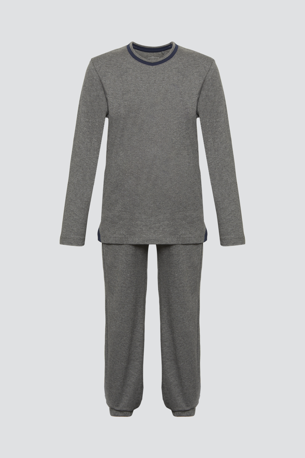 Vorderansicht Kinder Schlafanzug aus 100% Baumwolle Farbe Grau-Melange