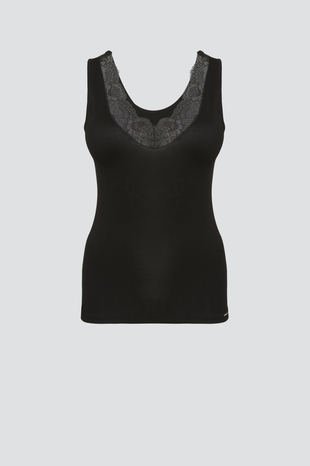 Produktbild Vorderansicht Comazo Damen Unterhemd aus Modal mit Spitze