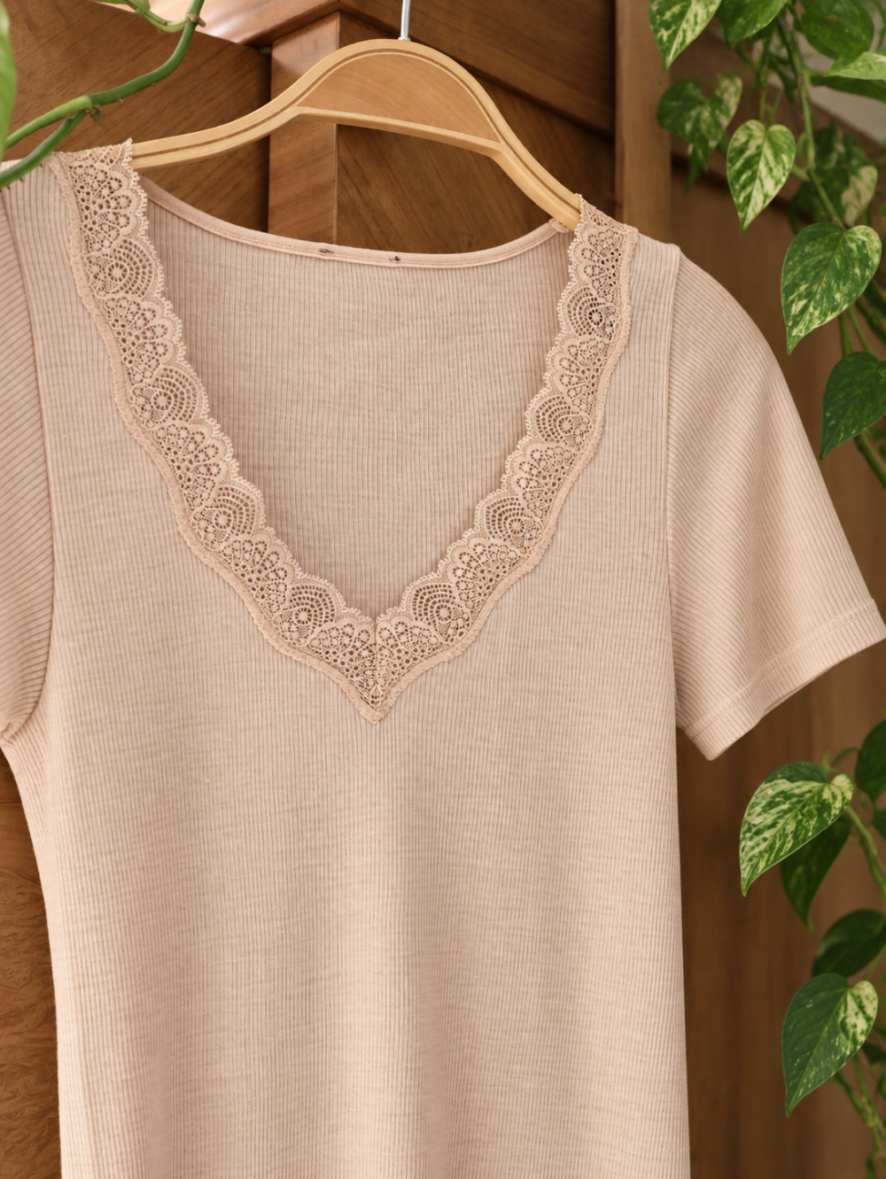 Short-sleeved shirt made from merino wool & silk