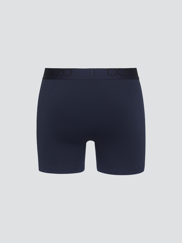 Product image rear view of long-leg underwear by Comazo in navy with logo waistband