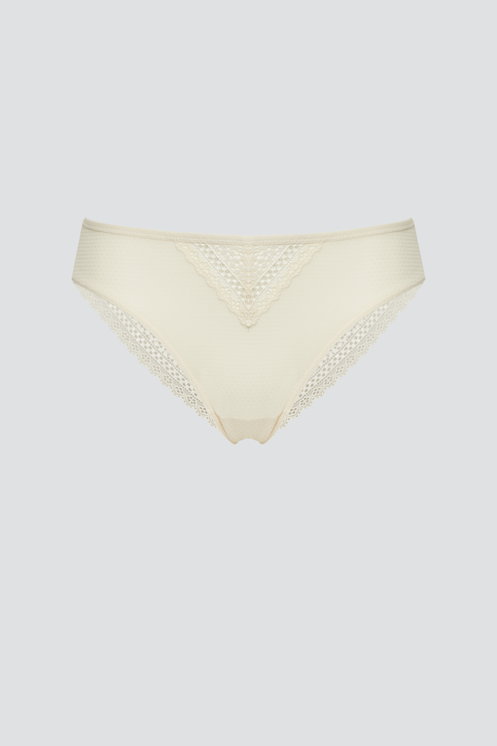 Produktbild Vorderseite Jazz-Pants von Comazo in der Farbe Ecru mit schönen Spitzen-Details