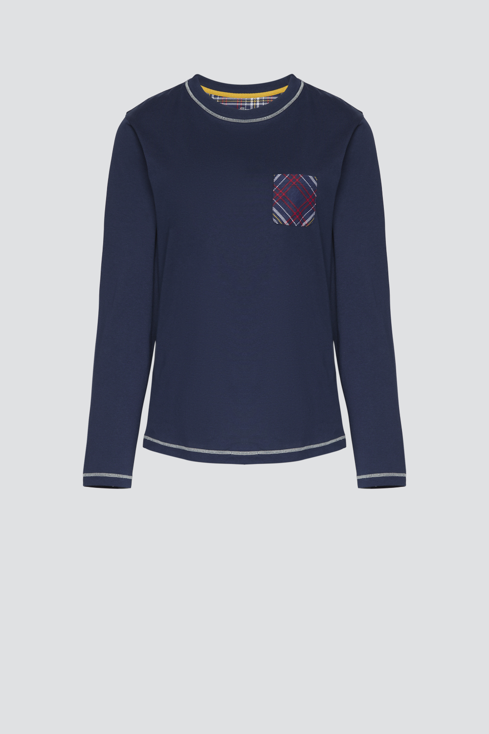 Produktbild Voderansicht Comazo Langarm Schlafshirt mit Brusttasche Farbe Indigo