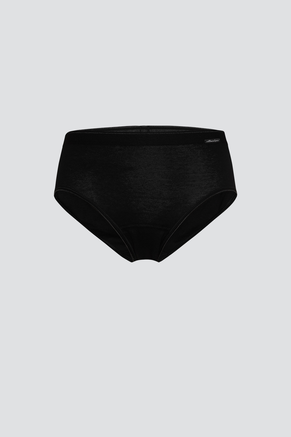 Produktbild Vorderansicht Maxi-Slip von Comazo in der Farbe Schwarz Feinripp-Qualität