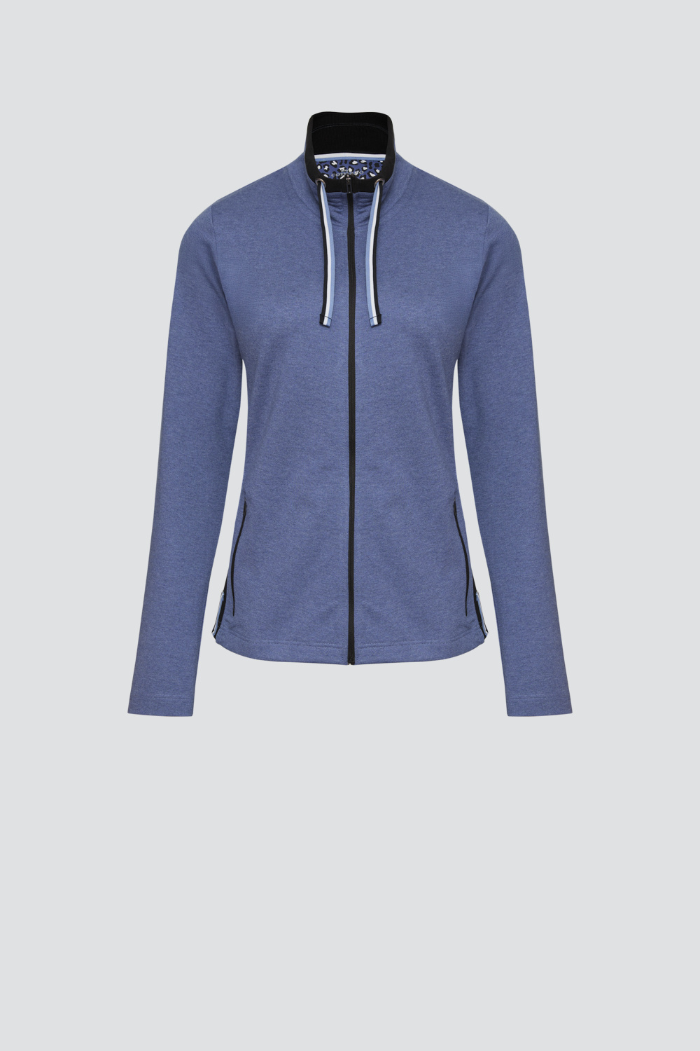 Produktbild Vorderansicht Comazo Damen Jacke mit Stehkragen Farbe Jeans meliert