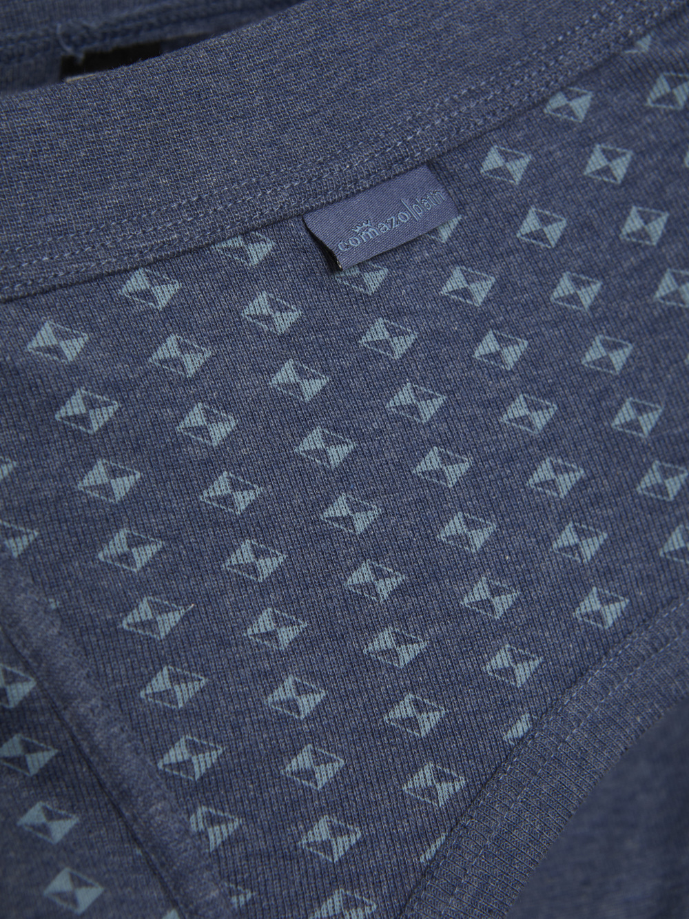 Detailbild Comazo Herren Slip mit Eingriff aus 100% Baumwolle Farbe Blau-Melange mit Muster