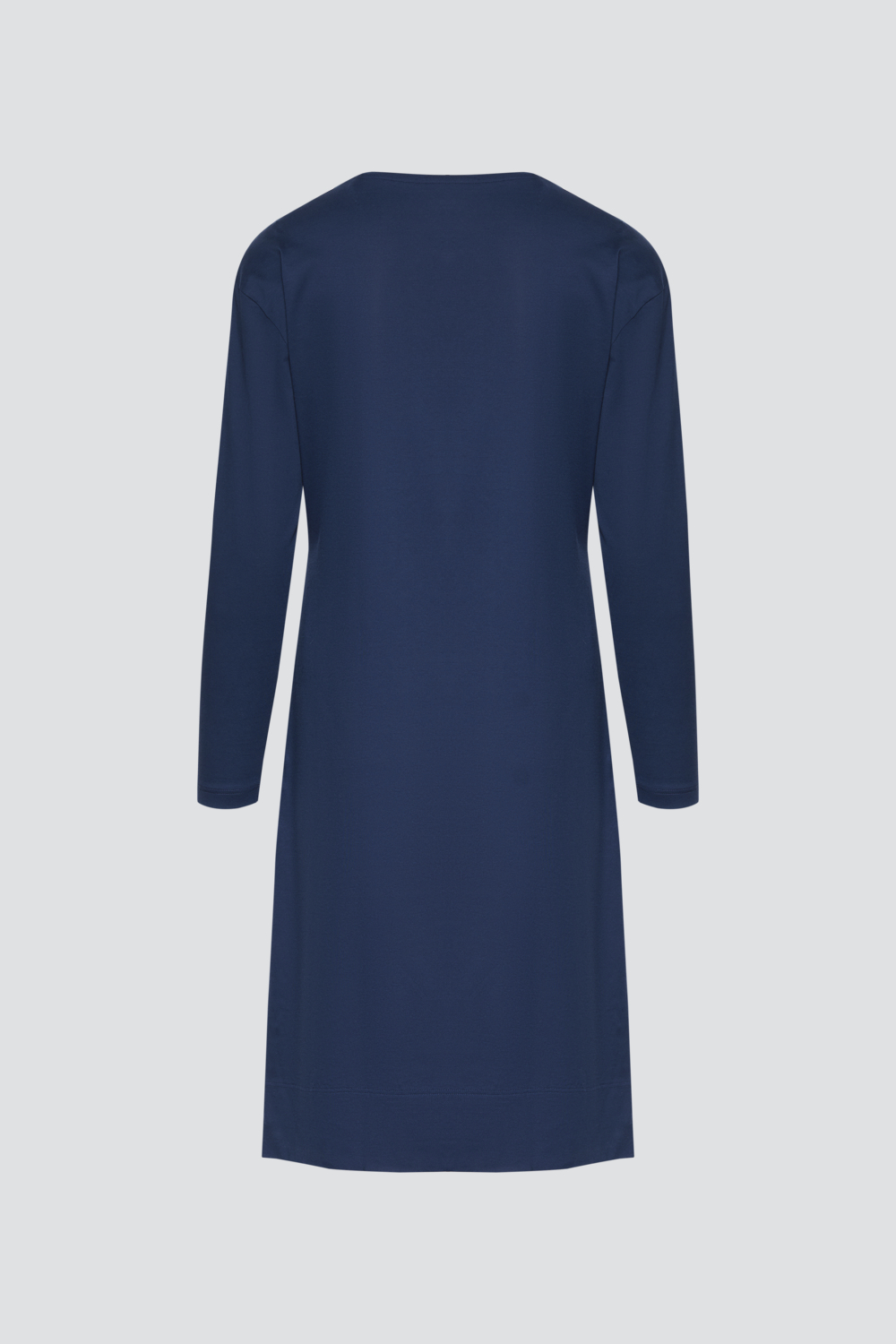 Produktbild Rückansicht Comazo Damen Nachthemd langarm Farbe Dunkelblau aus merzerisierter Baumwolle